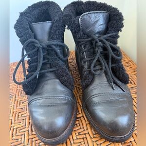 Eddie Bauer Black Shearling Winter Boots